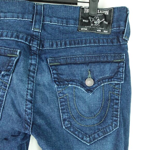 True Religion Jeans Womens SZ 33 Rocco Relaxed Skinny Fit Cuffed Hem Distressed - Picture 11 of 15